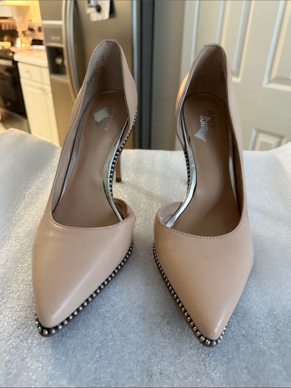 Bleecker & Bond Raquel Nude Studded Pointed-Toe Stiletto Pumps